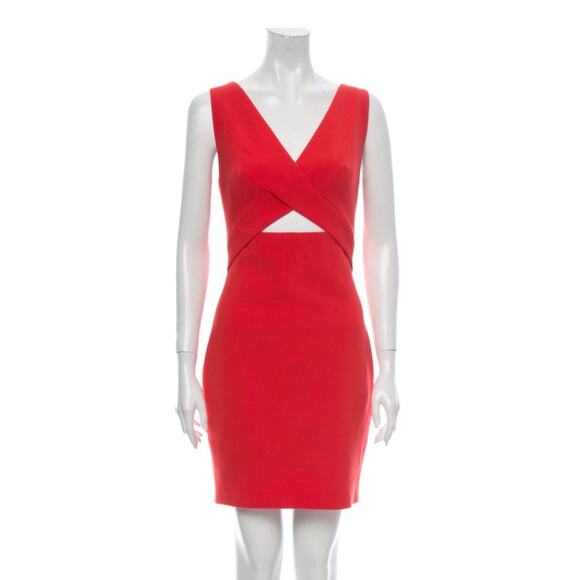 Robert Rodriquez Orange Red Tech Suiting Cutout Sleeveless Dress - 4 - Picture 2 of 9